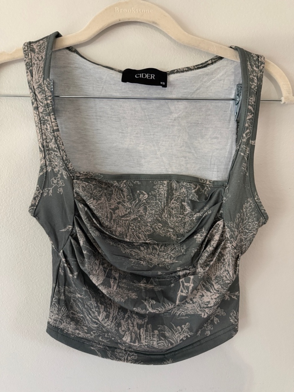 Cider Sage Green and Cream Draped Camisole